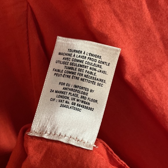 Anthropologie, Orange, blouse, button down - Picture 10 of 10